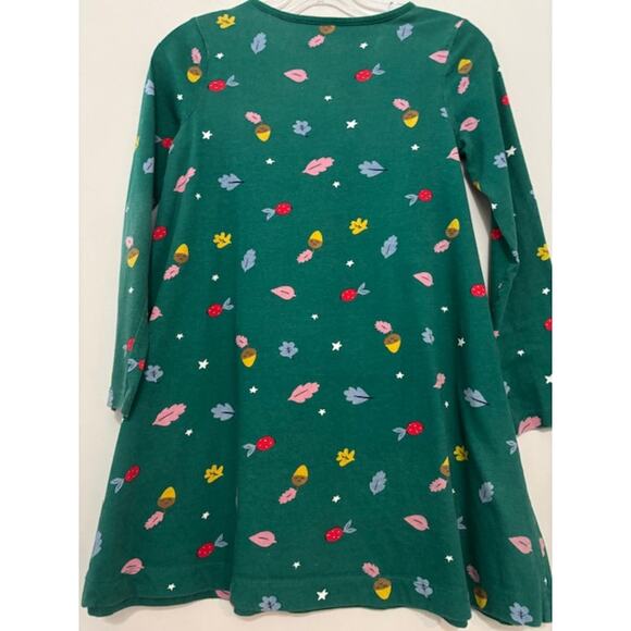 Mini Boden Dress Long Sleeve Size 9 - 10 Big Applique Fox Fall A Line Green - Picture 2 of 5